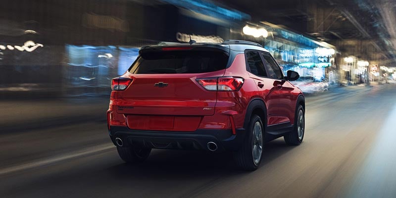 back view of red chevy trailblazer