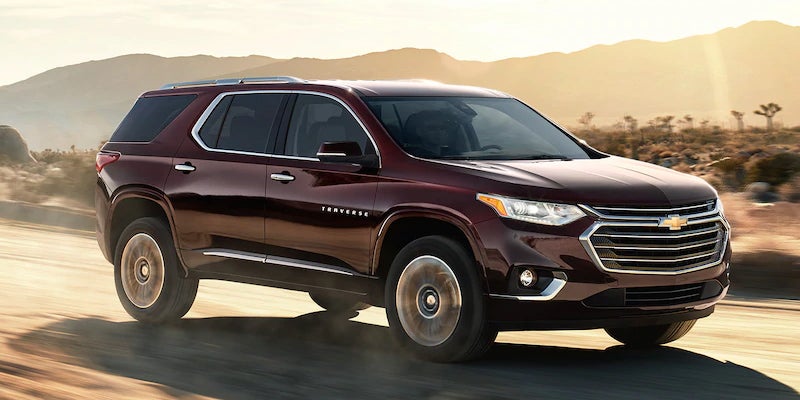 red Chevrolet Traverse