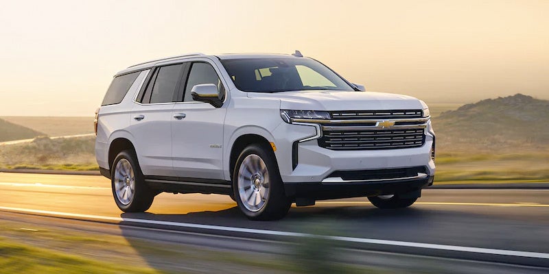 white Chevy Tahoe