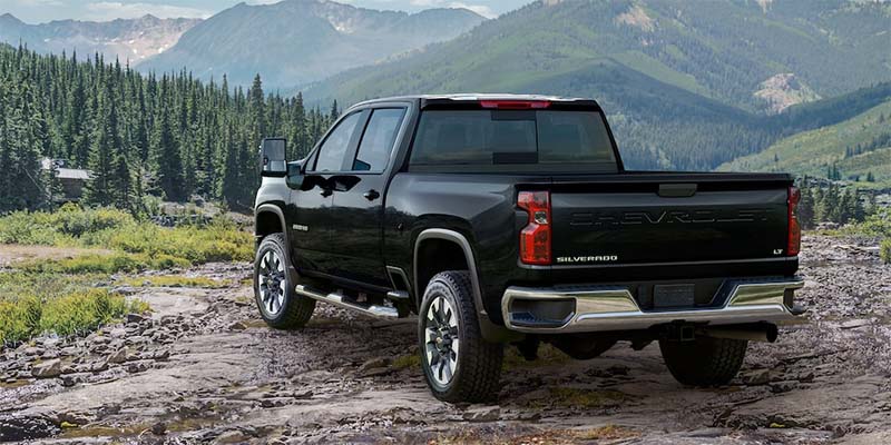 back view of black Chevy Silverado 3500HD