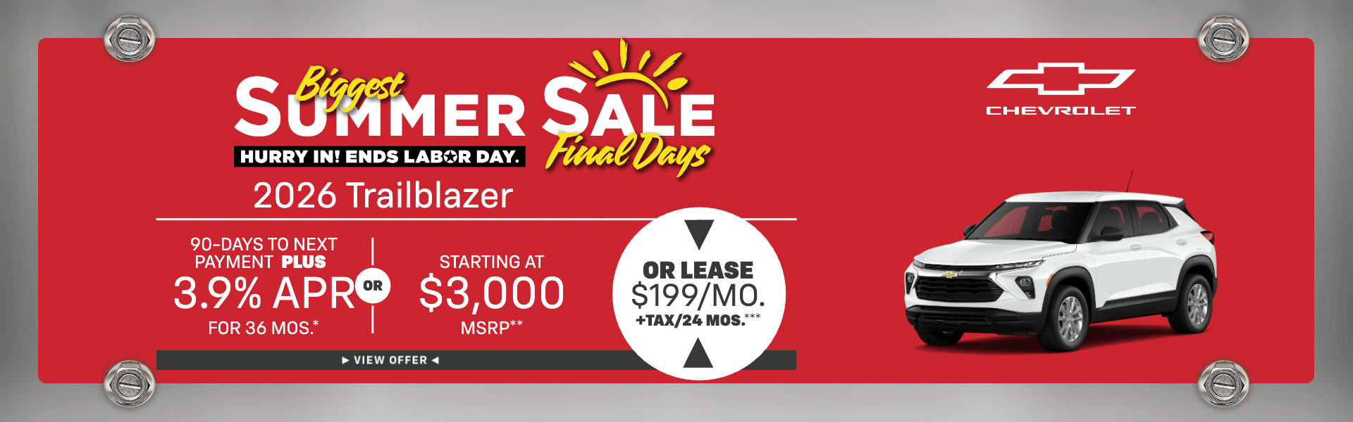 2026 Trailblazer 3.9% APR for 36 mos.