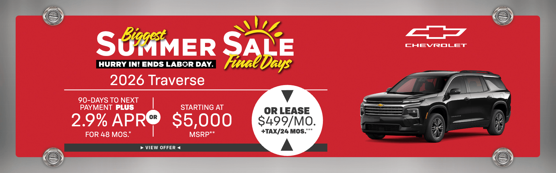 2026 Traverse 2.9% APR for 48mos.