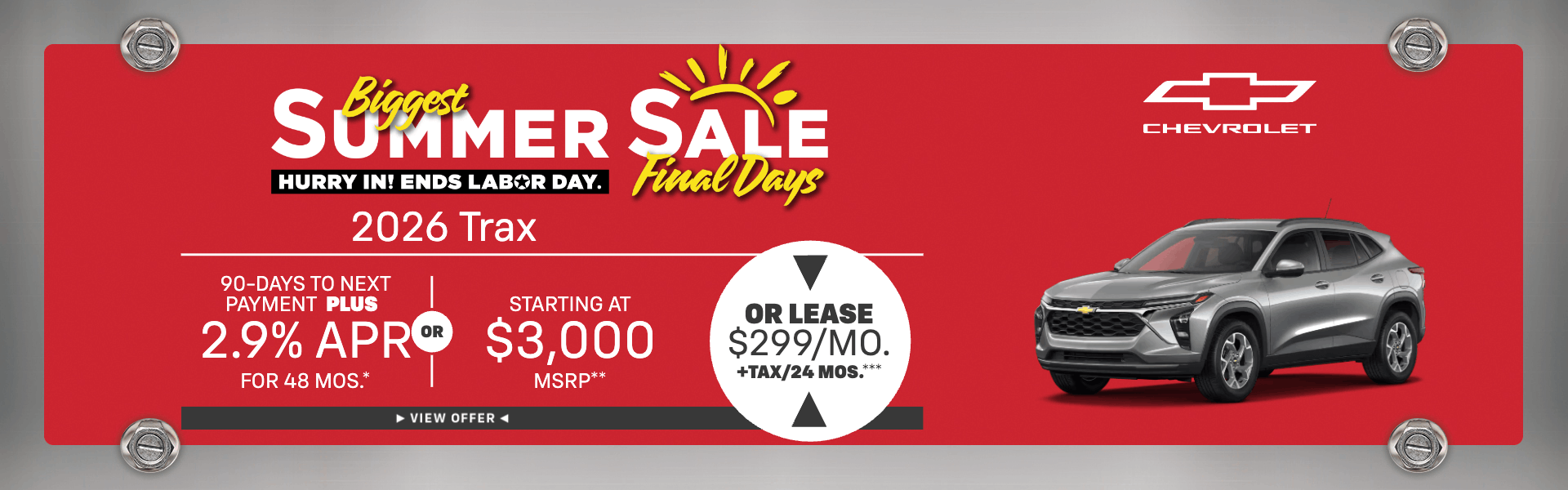 2026 Trax 2.9% APR for 48 mos.