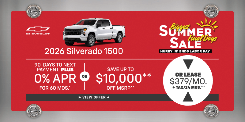 2026 Silverado 1500 0% APR for 60 mos.
