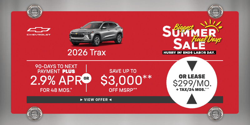 2026 Trax 2.9% APR for 48 mos.