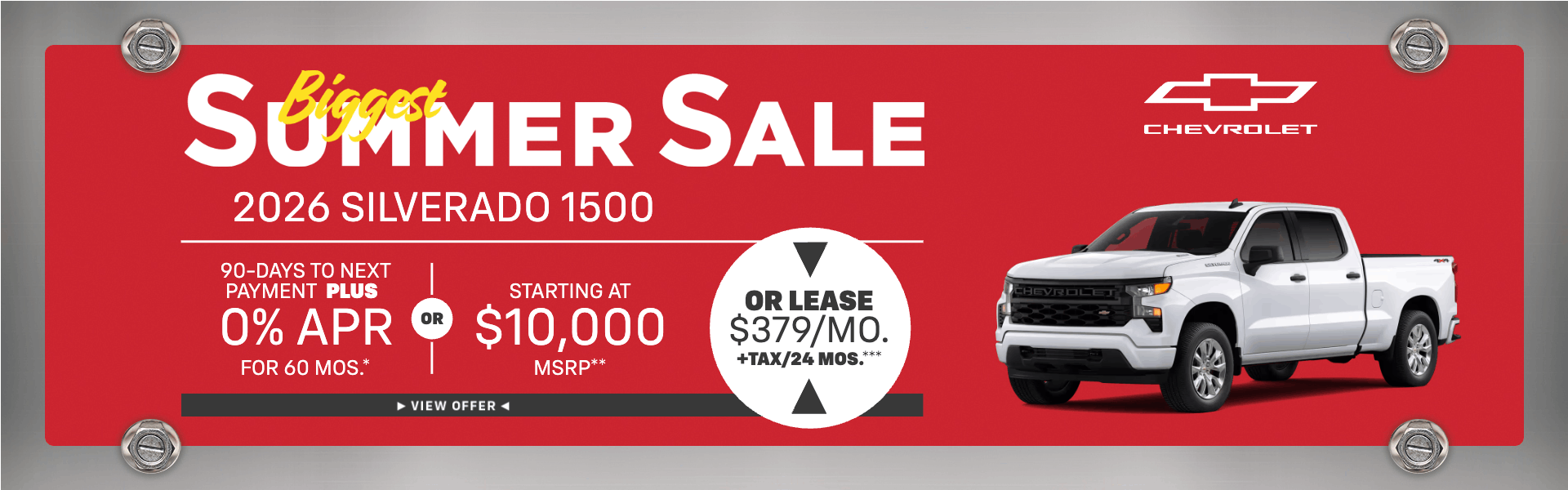 2026 Silverado 1500 0% APR for 60 mos.