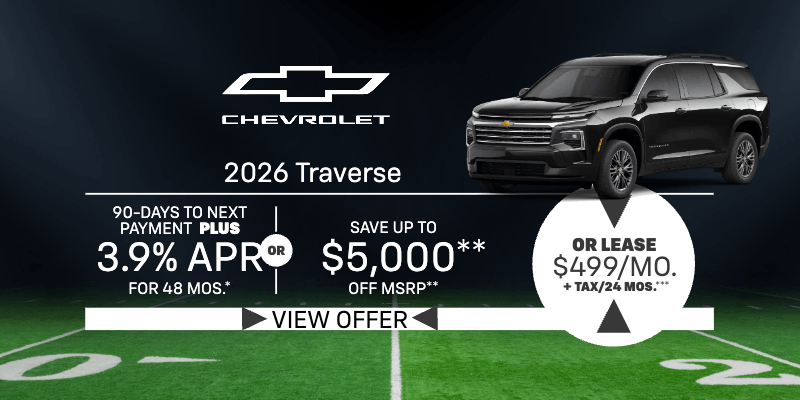 2026 Traverse 3.9% APR for 48mos.