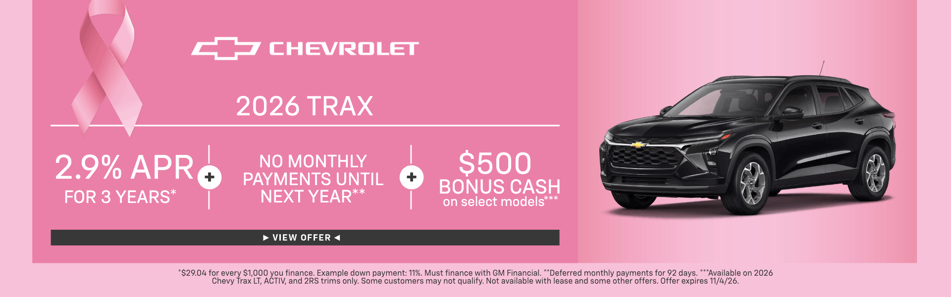 2026 Chevy Trax 2.9% APR Special - Ca